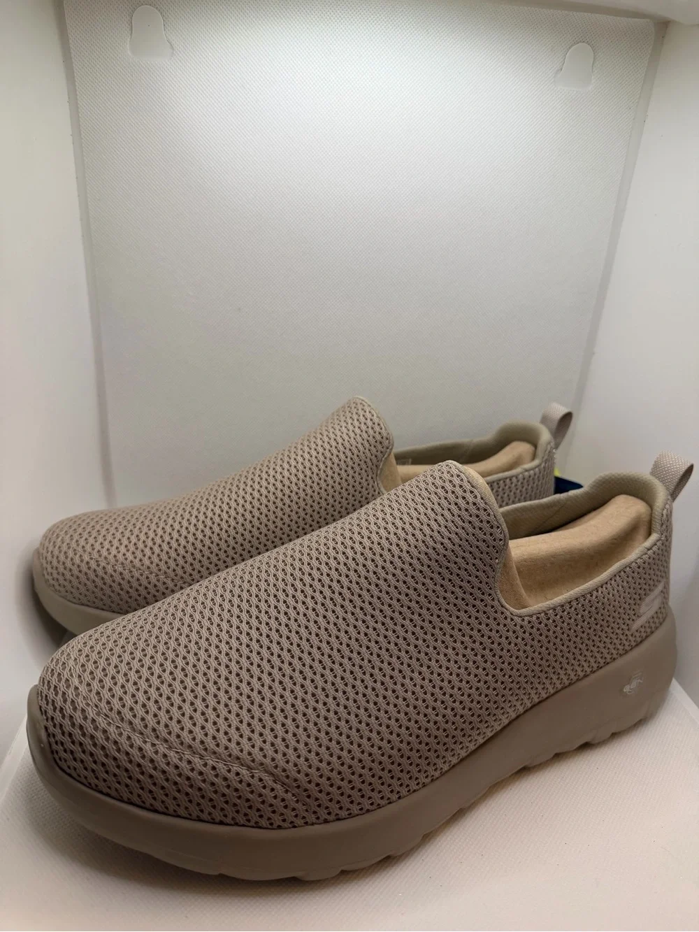 Extra Wide M10 - Skechers Men's Slip-On Mesh Loafers in Taupe